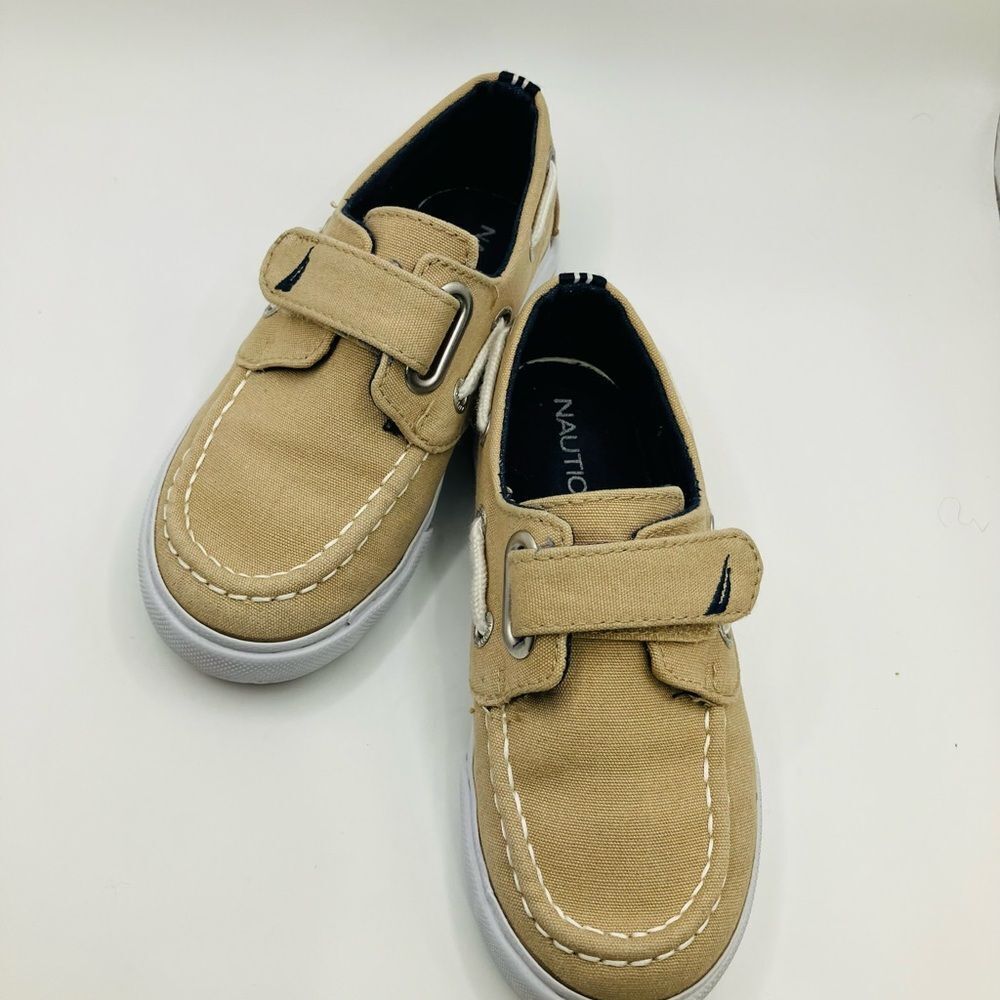 Nautica Little River Canvas Tan Deck Slip On Toddler Boy Shoe SZ 10 Gently Used‎